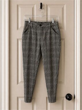 Maurices Glen Plaid Ankle Pants Black White Stretch Work Trousers Size XL